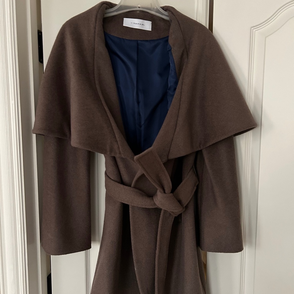 Tahari wool coat Taupe M